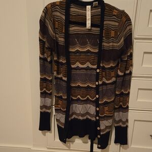 NICK AND MO Black and Gold Striped Cardigan